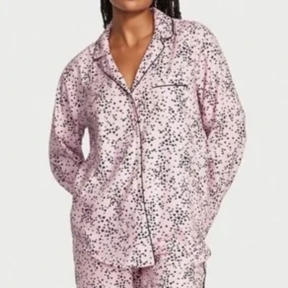 Rare Victoria's Secret PINK Y2K Flora Mini Hearts Long Sleeve Pajama Top, Size